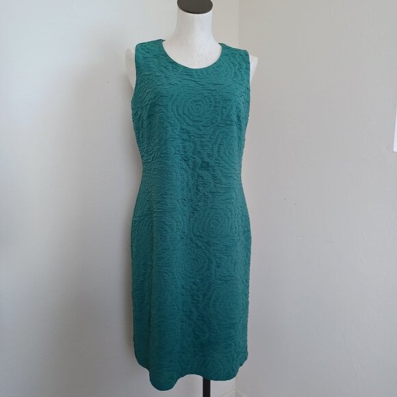 Very Vollbracht Shift‎ Dress Green Slim Fit Stretch Knit Womens Large - Picture 2 of 15